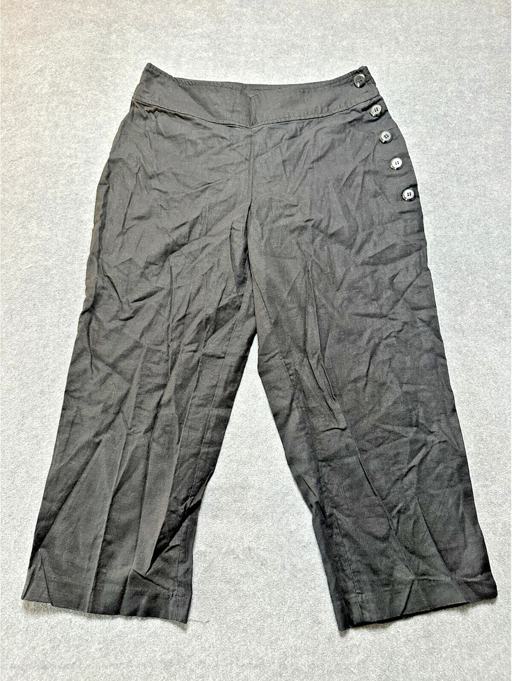Rachel Zoe Women’s Black Button Accent Cropped Dress Pants Size 14